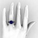 Exclusive Classic 14K Black Gold 3.0 Carat Blue Sapphire Diamond Solitaire Wedding Ring R301-14BGDBS