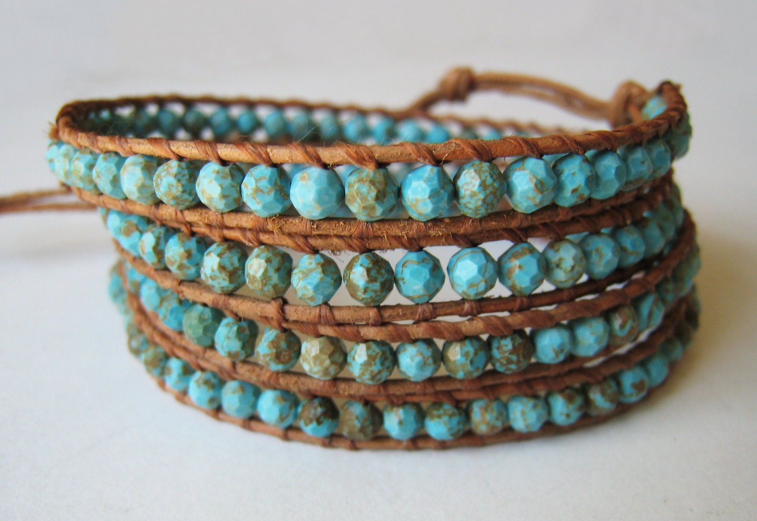 Turquoise Leather Wrap Bracelet