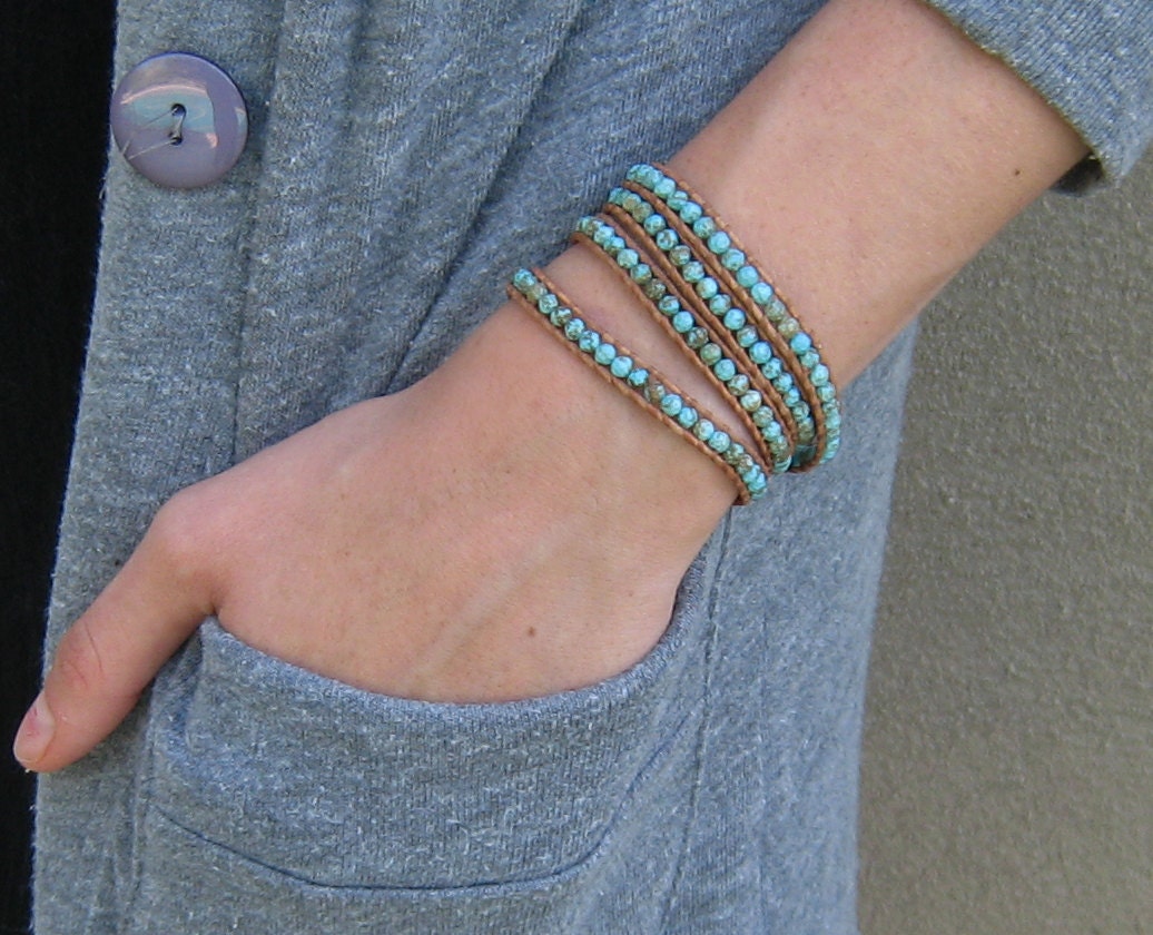 Turquoise Leather Wrap Bracelet