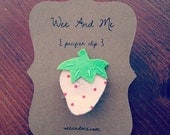 Pink Strawberry Felt Pacifier Clip - Handcrafted Modern Accessories