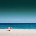 Nautical decor - summer beach photography print 5x5 fine art photography photo ocean landscape blue red yellow clickety "Wish you were here"