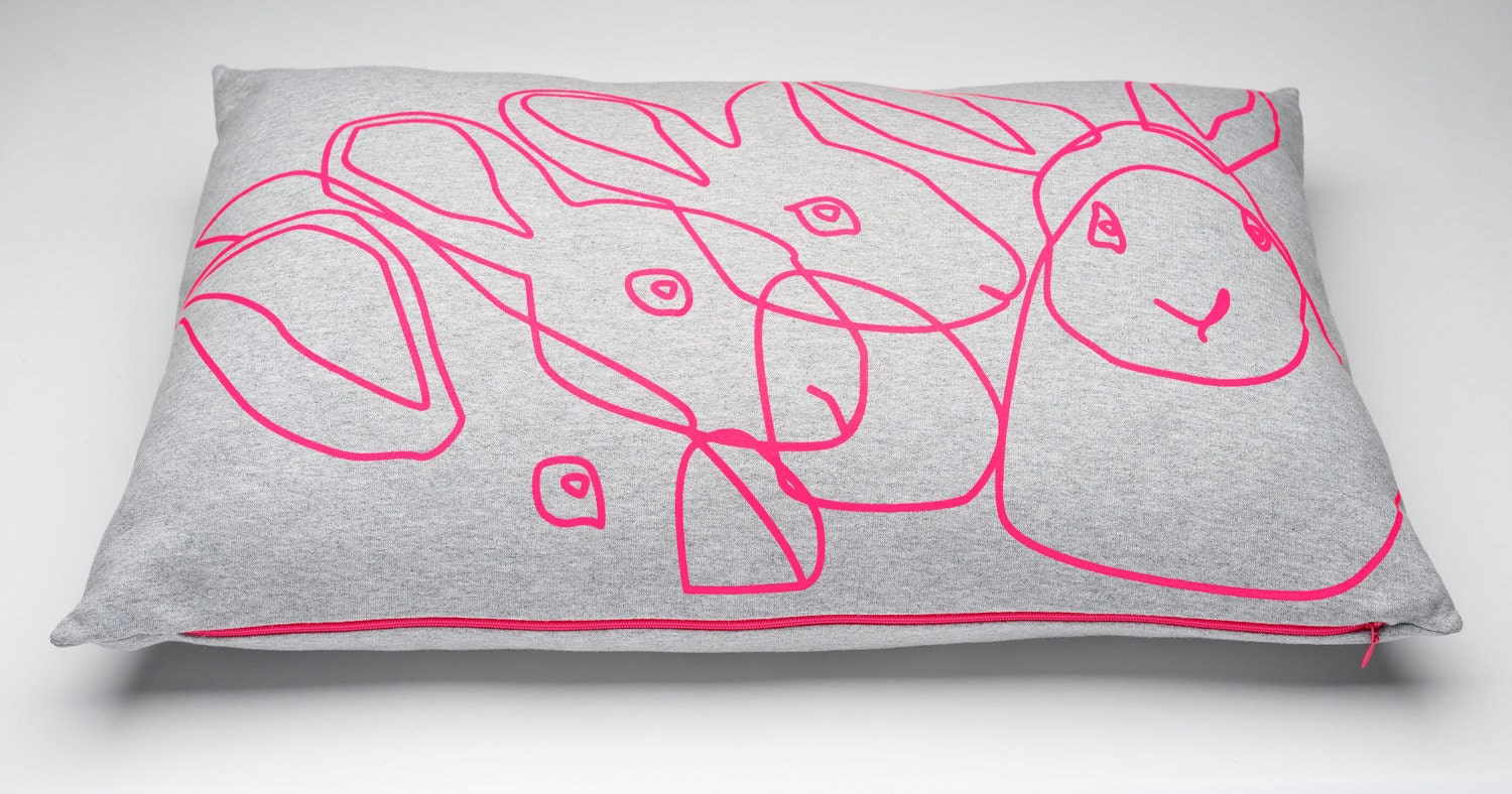 Big Neon Rabbit Pillow, 60x40 cm.