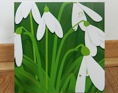 White Snowdrops card with Swarovski Crystal