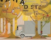Map Illustrated postcard Truck