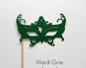Photobooth prop KIT Mardi Gras mask on a stick green