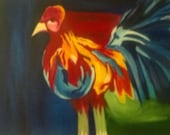 Original abstract rooster painting