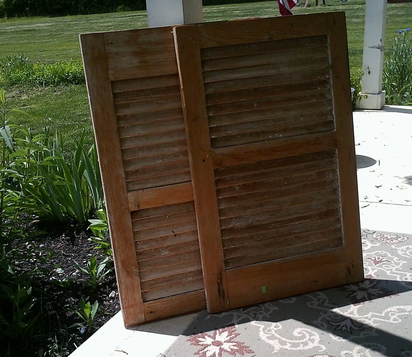 Vintage wooden shutter set-farmhouse chic decor-retro wall hanging