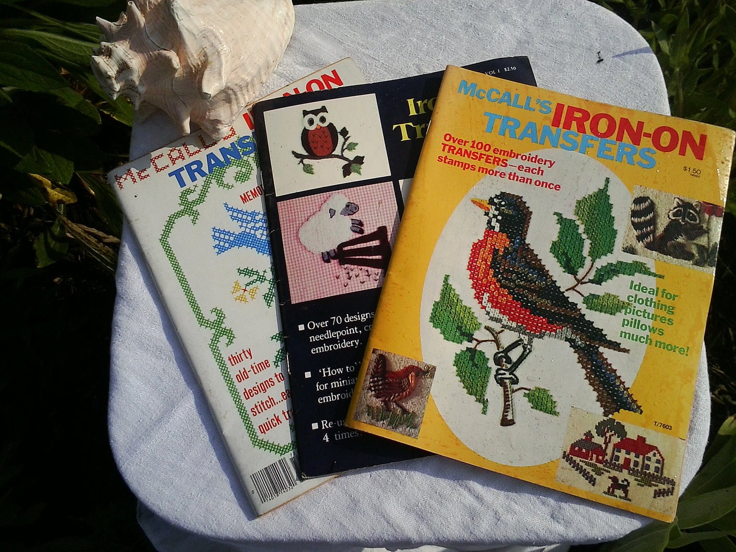 Vintage kitsch iron-on transfer books-instant collection of three UN-Used iron-on transfers
