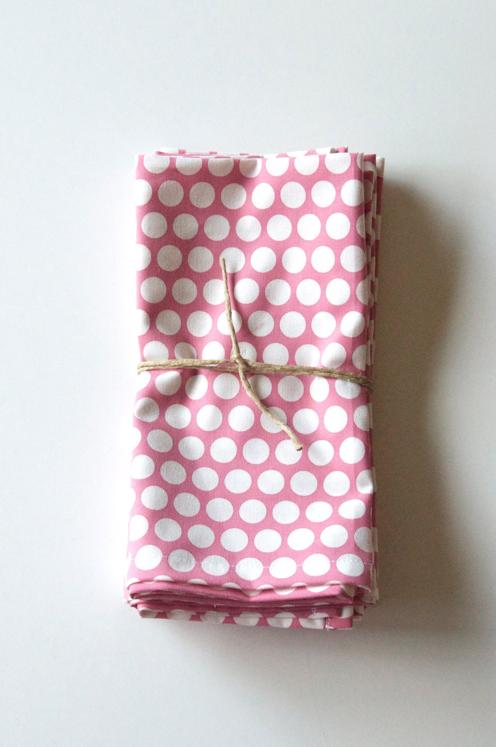 Cloth Napkin Set, Hand Printed in Honeysuckle Bitty Dot