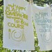 SALE. Cotton/Linen Tea Towel, Hand Printed 'My Happy Place...' in Citrus