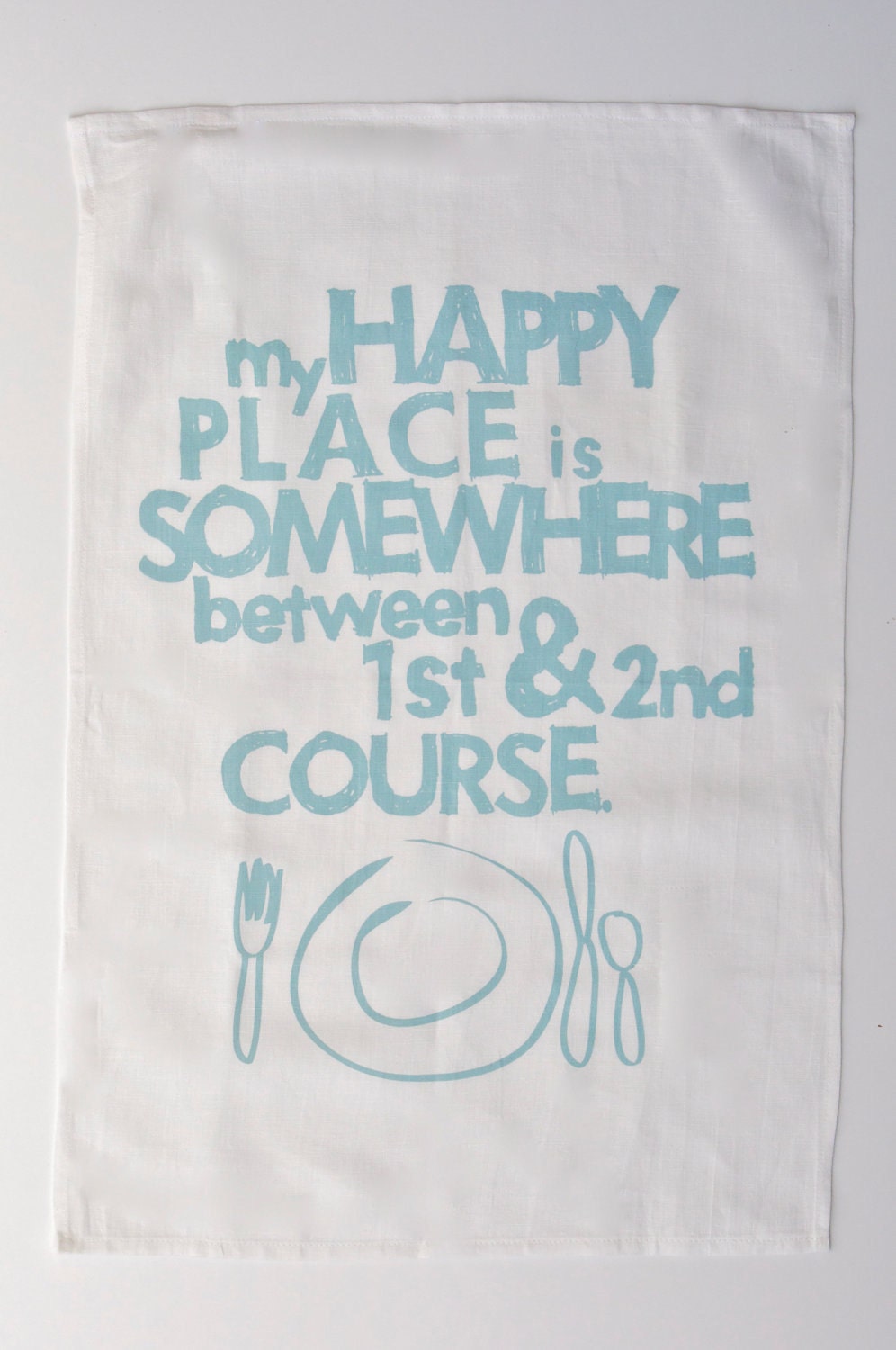 Set of Three Tea Towels, Hand Printed Dot, Bitty Dot and Happy Place in Sky