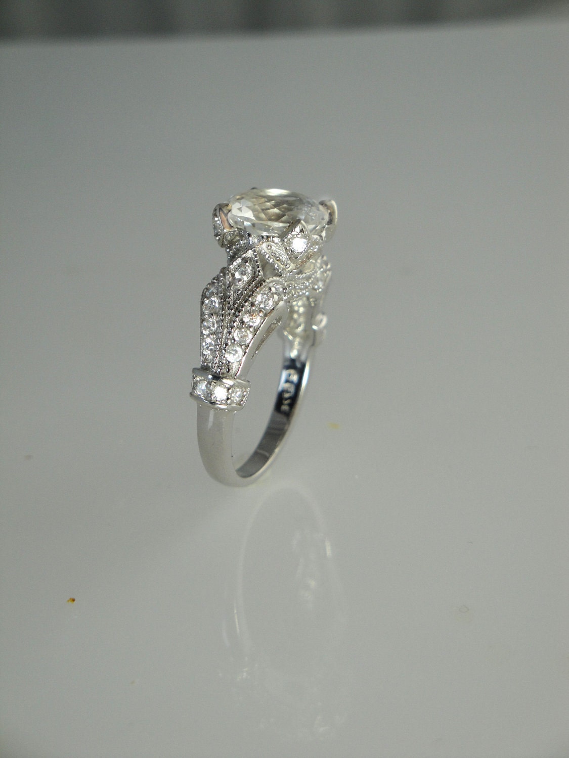 Herkimer Diamond Sterling Silver and White Topaz Ring