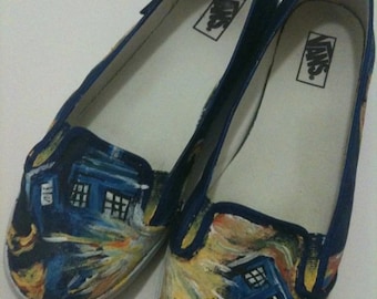Exploding Tardis Hand-Painted Sneakers