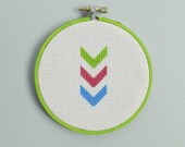 Neon Chevron Modern Cross Stitch Hoop Art