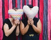 READY TO SHIP: Heart Pillows Rainbow Chevron and Pink Polka Dots