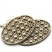 Oval Polka-Dot Mesh Pendant Earrings Handcrafted with Wood (0001)