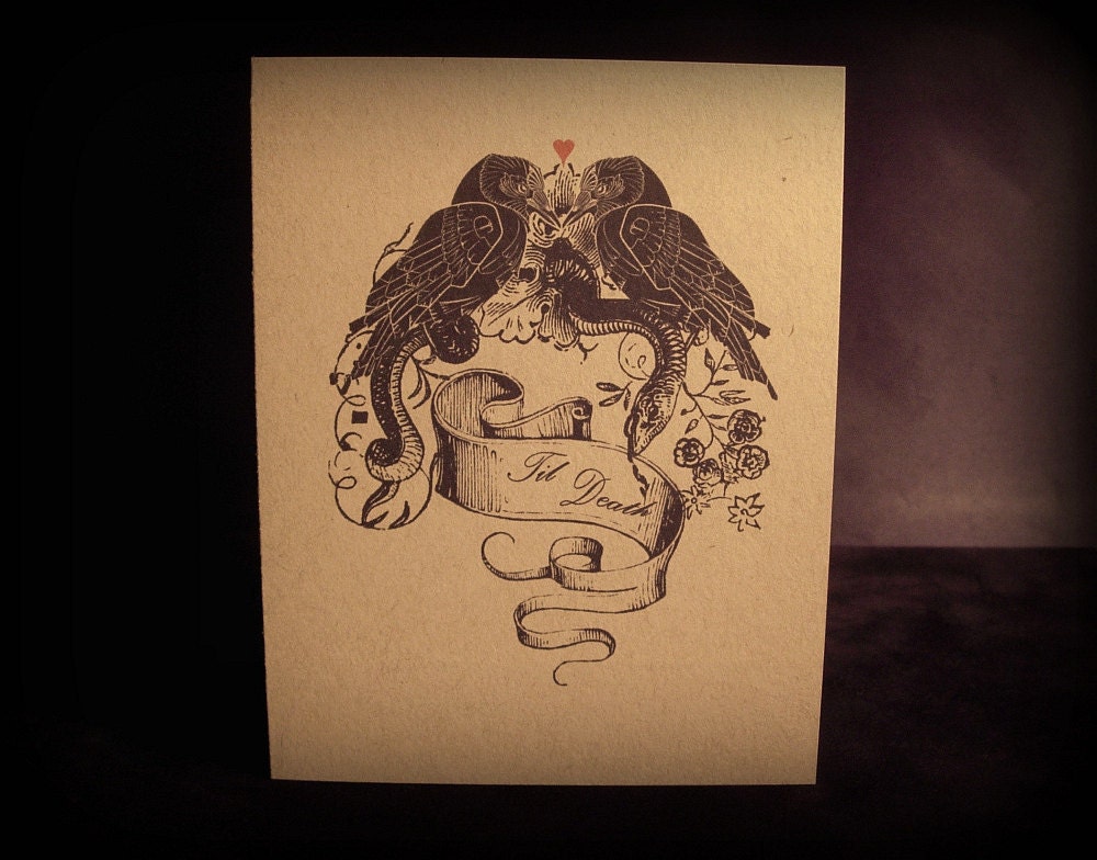 Til Death - Raven Love Birds - Greeting Card