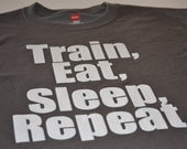 Gym T shirt train eat sleep workout shirt women men youth ladies tshirt health fitness strength training shortsleeve shirt cool husband gift