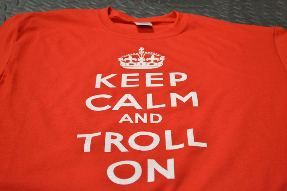 Funny Geek T shirt Keep Calm and Troll On mens computer videogame nerdy tshirt youth boy geekery screenprint shirt geeky gift for guys