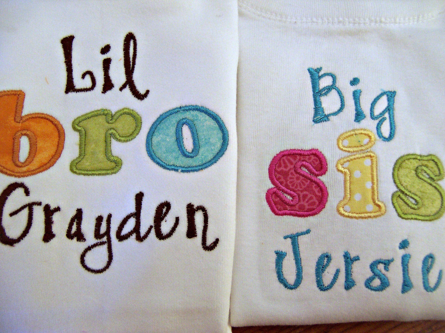 Personalized Set, Sibling Brother Sister Matching Set of shirts/onesie style bodysuits, big sis, little sis, big bro, little bro