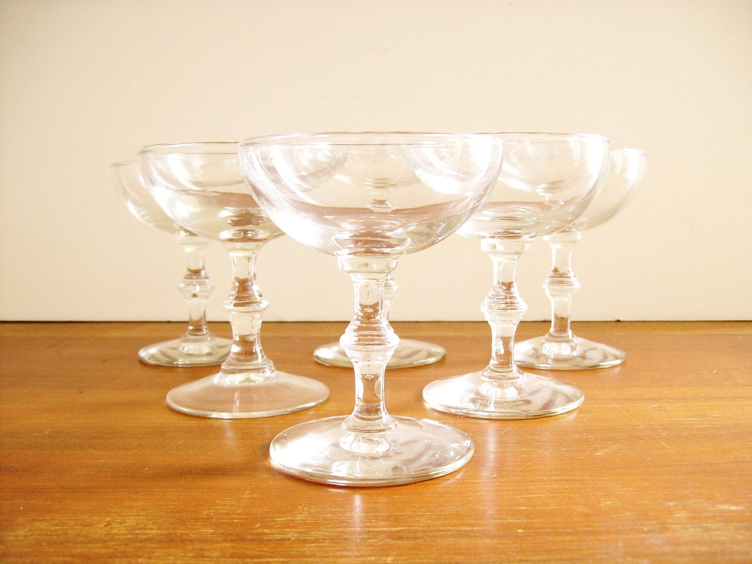 Bamboo Stemmed Champagne Coupes, Cocktail Glasses, Faux Bamboo