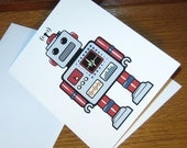 Retro Robot Card - Card with Envelope