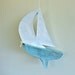 Paper Sailboat Piñata (blue and white, party size)