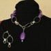 Necklace earring set ceramic beads Lavender rain: chunky purple held together by a bulky metal chain