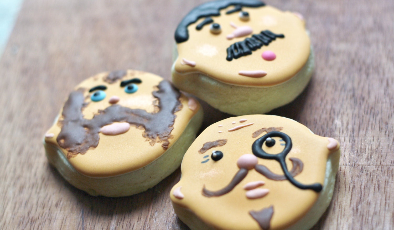 Mini Mustache Men Decorated Sugar Cookies