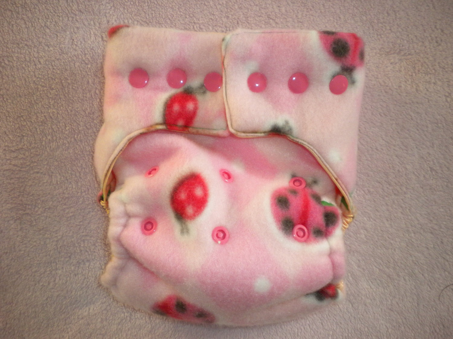 Waterproof Diaper Cover Pink Ladybugs One Size Fits All
