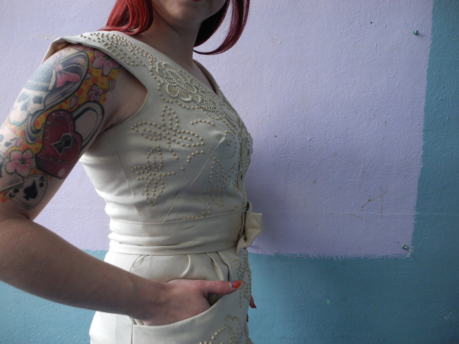 Vtg 40s 50s Wiggle Dress / Hourglass Bombshell / Mad Men / Jackie O