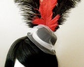 Adorable Toy hat with red and black Ostrich feathers