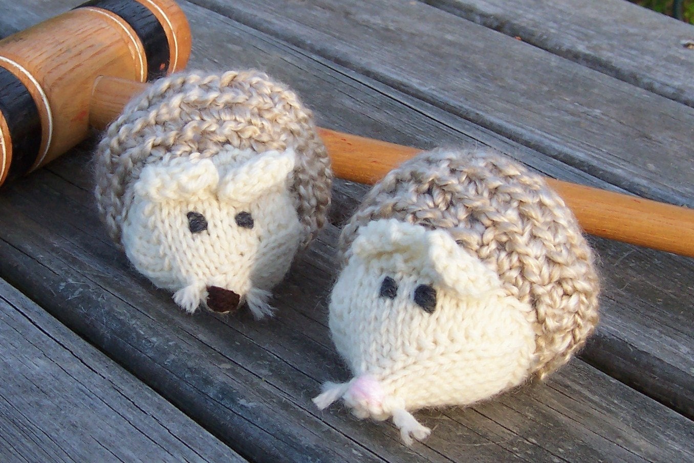 Cat Toys Knitted - Hedgehogs - Set of Two with Catnip, Alice in Wonderland croquet balls Donation made to Kentucky Tails