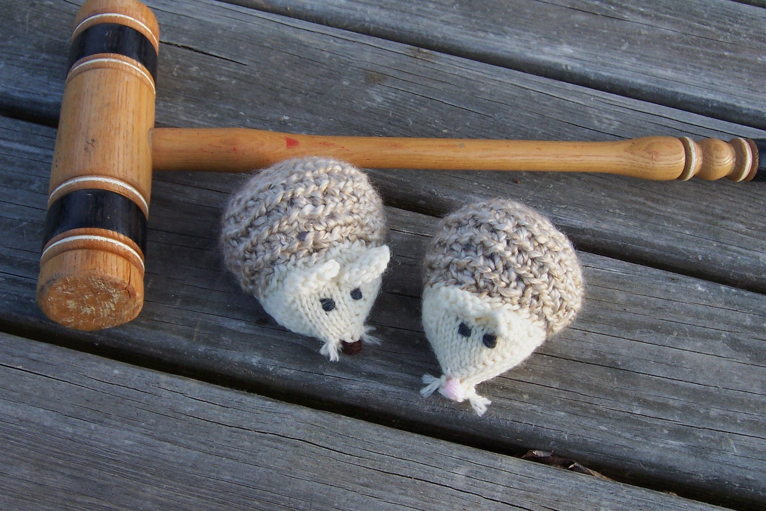 Cat Toys Knitted - Hedgehogs - Set of Two with Catnip, Alice in Wonderland croquet balls Donation made to Kentucky Tails
