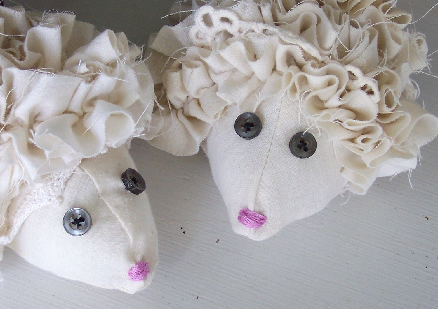 Hedgehogs Catnip Cat Toys, Alice in Wonderland Croquet Balls, Textile Art Shabby Chic Set of Two