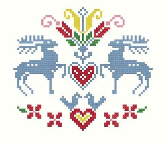 DEER AND BUTTERFLIES cross stitch pattern