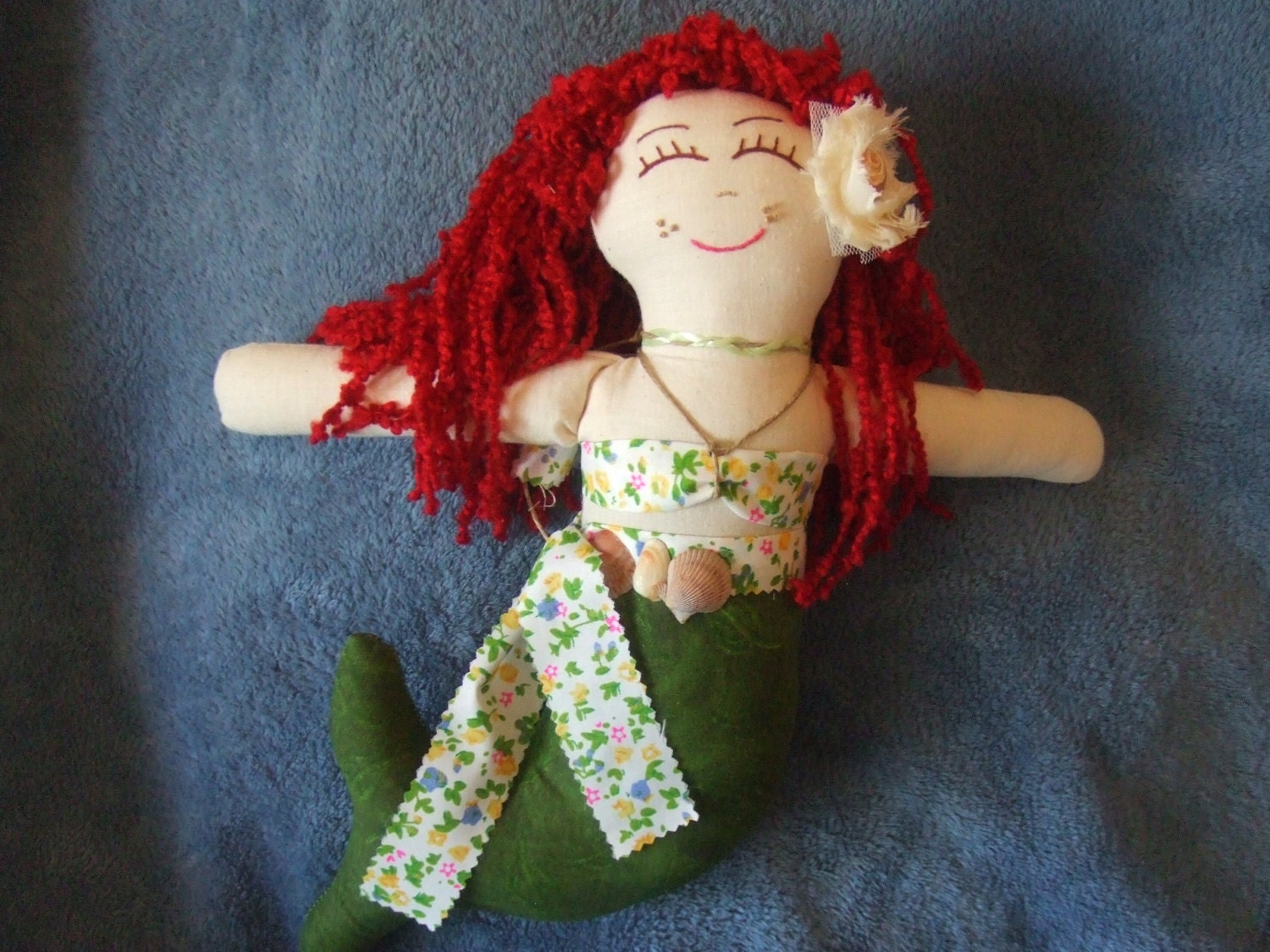 Merla the Mermaid, handmade cloth doll