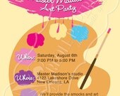 Art/Paint party birthday party invitation (Paint Palette)