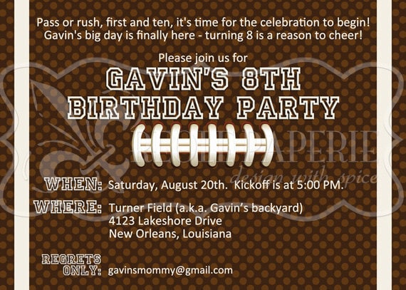 Football birthday party invitation