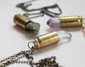 Crystal Bullet Necklace, Bullet Necklace, Crystal Necklace, Pyrite, Quartz,  Amethyst Statement Necklace