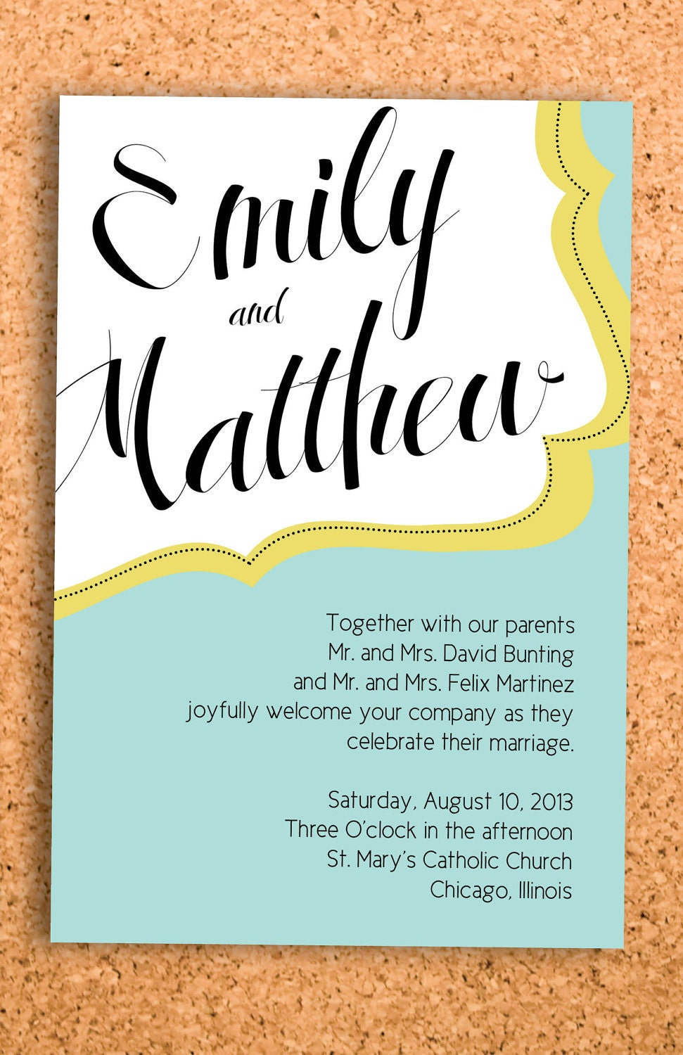 modern and stylish wedding invitation custom printable--5x7 digital file