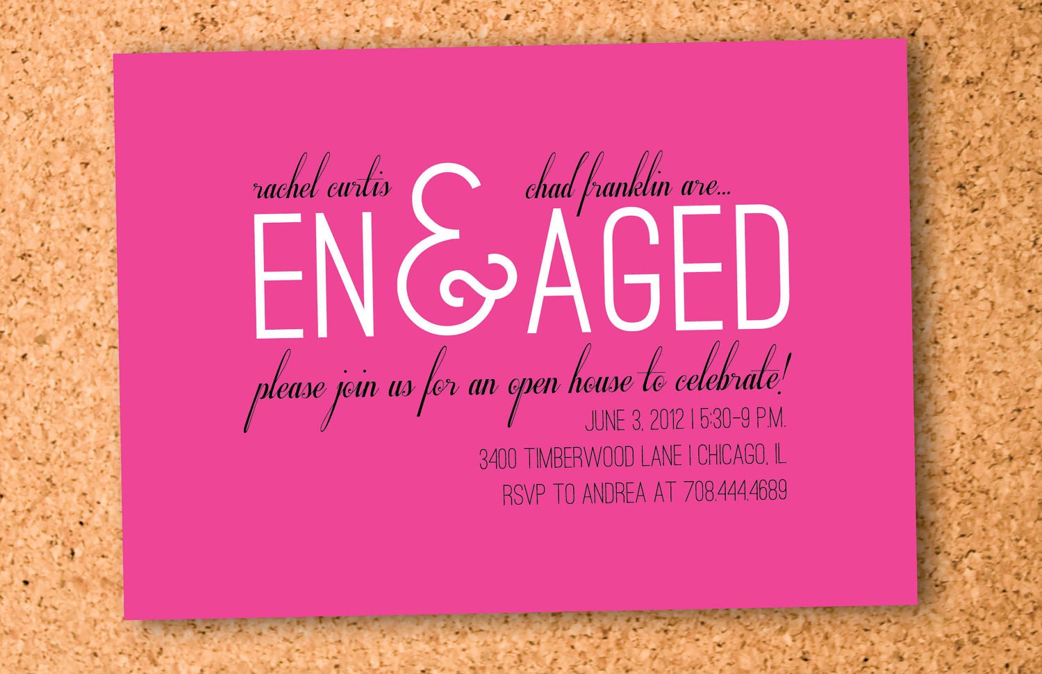 modern engagement party / wedding shower invitation custom printable--5x7 digital file