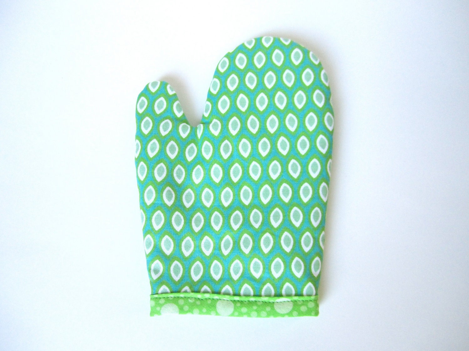 Modern toddler oven mitt GREEN EYES