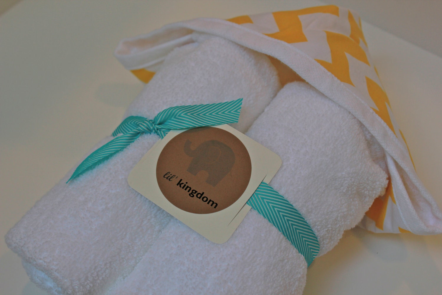 Yellow chevron baby Towel - Modern bath beach - Hood hooded - elephant whale - new mom nursery decor shower