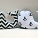 Navy white WHALE pillow - nursery toy nautical plushie - minky anchor boat beach - baby shower decor