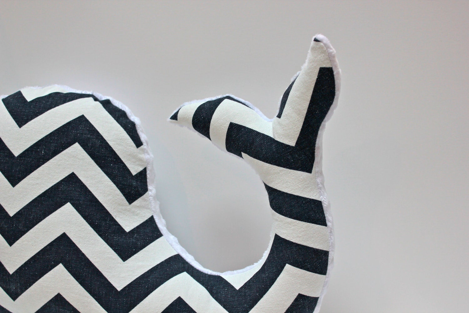 Modern baby Chevron WHALE pillow - nautical nursery decor navy white plushie - shower gift for new mom