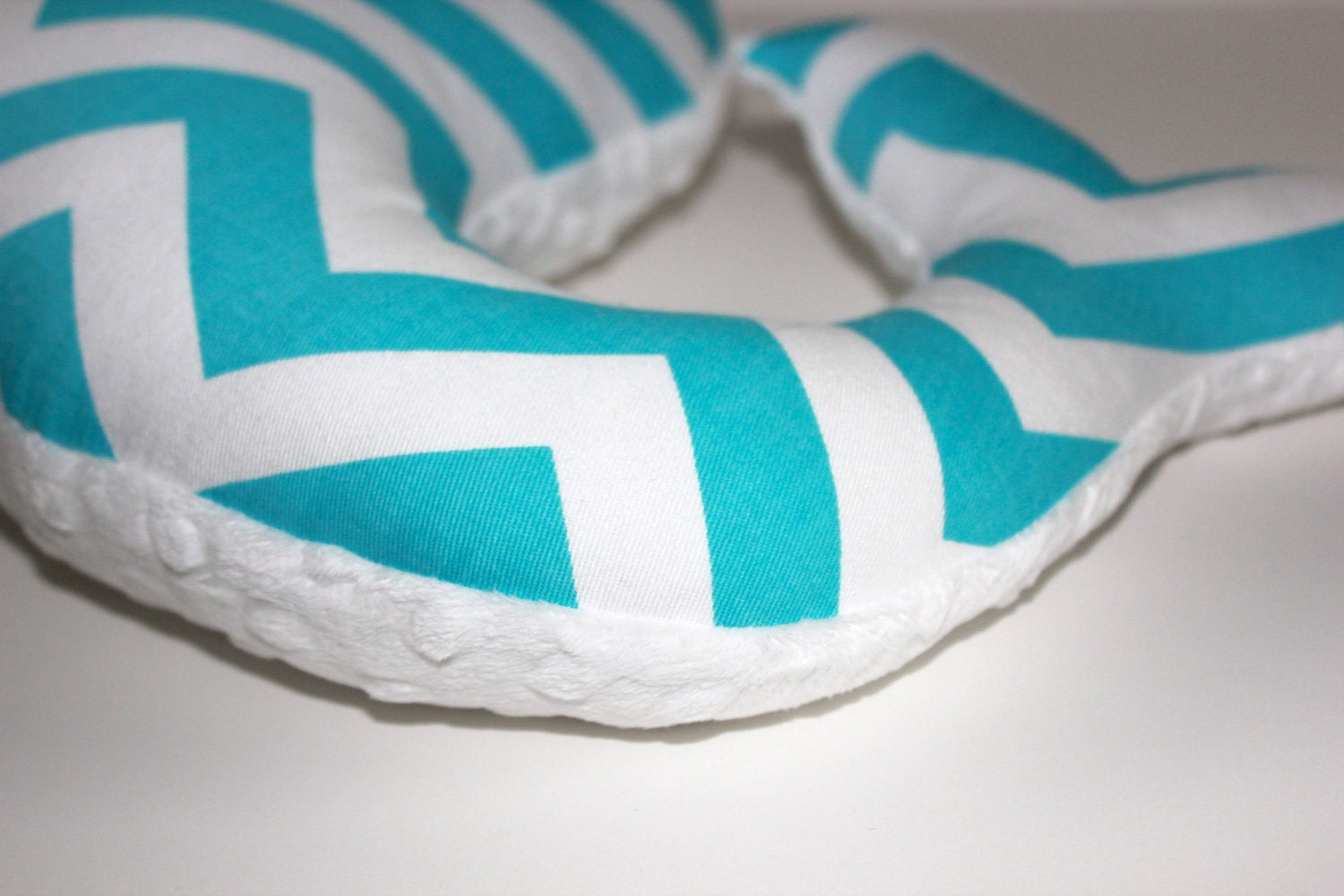 Modern baby Chevron WHALE pillow - nautical nursery decor turquoise white plushie - shower gift for new mom