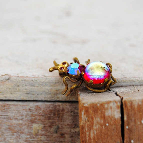 Vintage 50's Insect Brooch Magic Beetle Pin