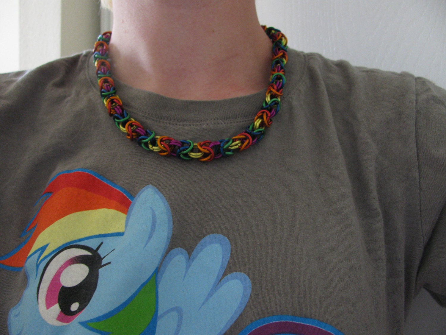 Rainbow Byzantine Toggle Clasp Necklace - 19"