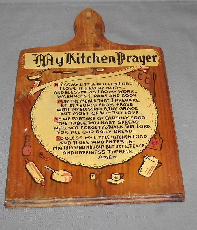 Vintage My Kitchen Prayer Wood Wall Plaque 10 by mustardjo on Etsy
